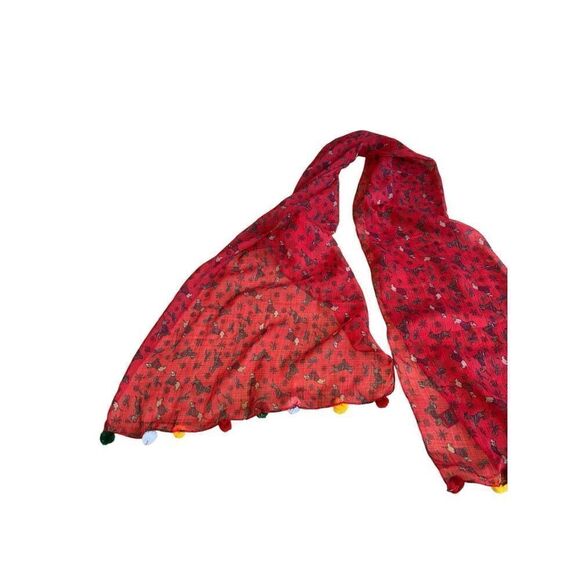 Holiday Christmas Weiner Dog Pom Pom Scarf - One Size - Picture 5 of 6